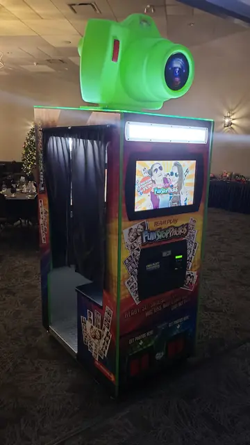 Photo booth set up indoors, December 2023
